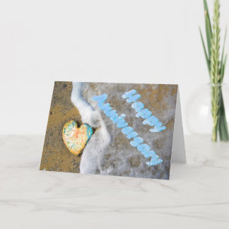 Carte Joyeux Anniversaire cœur d'amour opale
