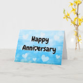 Carte Joyeux Anniversaire Coeurs bleu et noir (Fleur jaune)