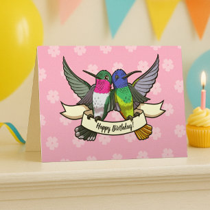 Carte Joyeux anniversaire ! Colibris Au Carton De Ruban