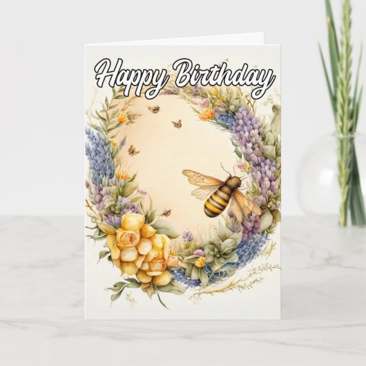 Carte Joyeux anniversaire | Collage du bourdon de printe (Devant)