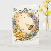 Carte Joyeux anniversaire | Collage du bourdon de printe (Fleur jaune)
