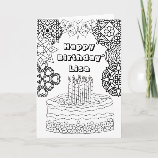 Carte Joyeux Anniversaire Coloration Adulte (Devant)