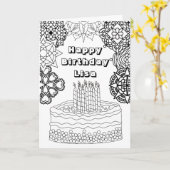 Carte Joyeux Anniversaire Coloration Adulte (Fleur jaune)