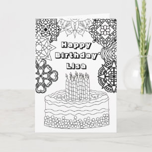 Carte Joyeux Anniversaire Coloration Adulte 