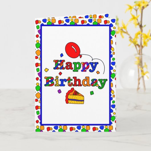 Carte Joyeux anniversaire coloré (Fleur jaune)