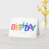 Carte Joyeux Anniversaire Coloré (Fleur jaune)