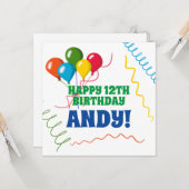 Carte Joyeux anniversaire coloré avec ballons (Devant/Arrière en situation)