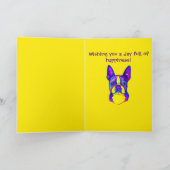 Carte Joyeux anniversaire coloré Boston Terrier (Intérieur)