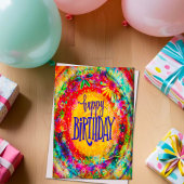 Carte Joyeux Anniversaire Coloré Joli Floral Fun Bohème