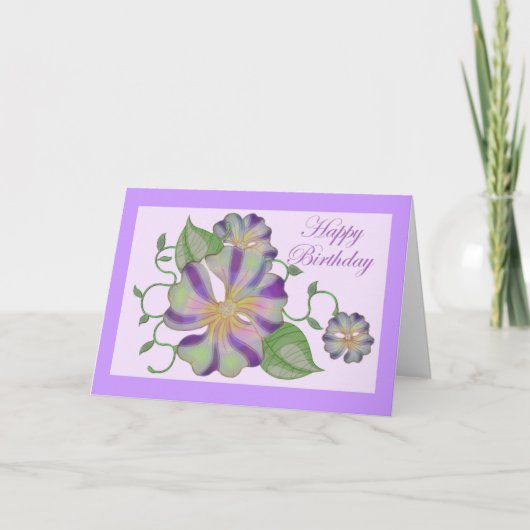 Carte joyeux anniversaire coloré multi de fleur (Devant)