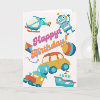 Carte Joyeux Anniversaire Colorée Jouets & Véhicul