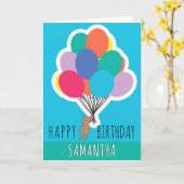 Carte Joyeux Anniversaire Colorful nom de ballon Teddy B (Fleur jaune)
