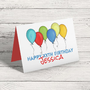 Carte Joyeux Anniversaire Colorful Rainbow Balloons Conf