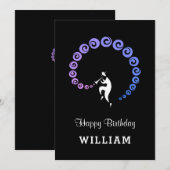 Carte Joyeux Anniversaire Cool Jazz Musicien Blue Lilac  (Devant / Derrière)