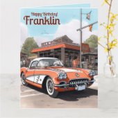 Carte Joyeux Anniversaire Cool Voiture Classique Anniver (Fleur jaune)