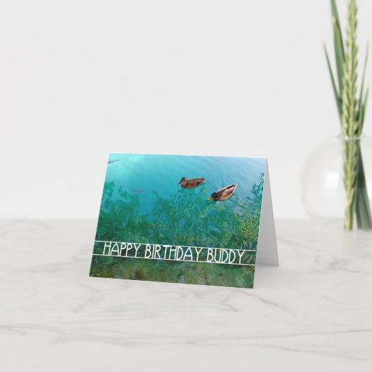 Carte joyeux anniversaire copain (deux canards) (Devant)