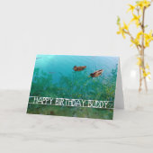 Carte joyeux anniversaire copain (deux canards) (Fleur jaune)