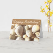 Carte Joyeux Anniversaire, Coquillages Plage tropicale e (Fleur jaune)