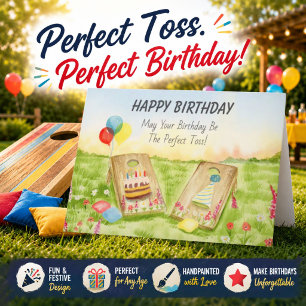Carte Joyeux Anniversaire Cornhole Fête de Jardin