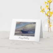 Carte Joyeux anniversaire Cornish bateau de pêche (Fleur jaune)