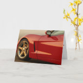 Carte Joyeux Anniversaire Corvette Rouge (Fleur jaune)