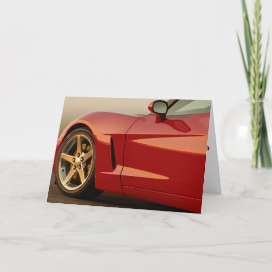 Carte Joyeux Anniversaire Corvette Rouge (Devant)