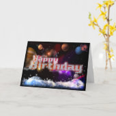 Carte Joyeux anniversaire cosmique par le valxart (Fleur jaune)