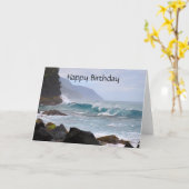 Carte Joyeux anniversaire, côte de Na Pali sur Kauai (Fleur jaune)