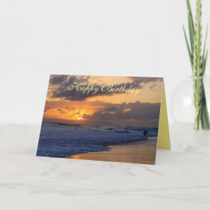 Carte Joyeux Anniversaire Coucher Du Soleil De Plage De Zazzle Fr