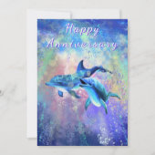 Carte Joyeux anniversaire - Couple de dauphins - Amour (Devant)