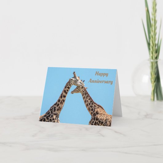 Carte Joyeux anniversaire | Couple de girafe romantique (Devant)