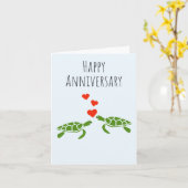 Carte Joyeux Anniversaire - Couple de tortue mignonne (Fleur jaune)