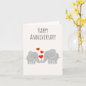 Carte Joyeux Anniversaire - Couple Eléphant mignon (Fleur jaune)
