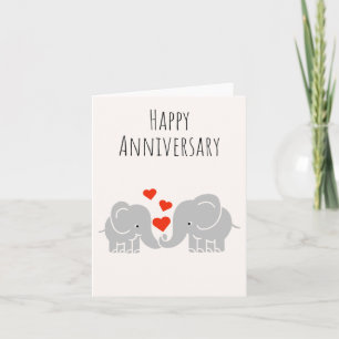 Carte Joyeux Anniversaire - Couple Eléphant mignon