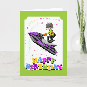 Carte Joyeux anniversaire, courageux champion de jet ski