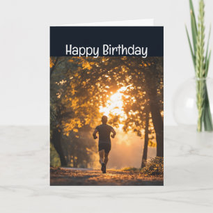Carte Joyeux Anniversaire Coureur de Marathon en Course