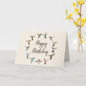 Carte Joyeux Anniversaire Couronne de Colibris (Fleur jaune)