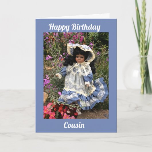 Carte Joyeux Anniversaire Cousin Poupée noire 3 (Devant)