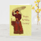 Carte Joyeux anniversaire, Cowboy ! (Fleur jaune)