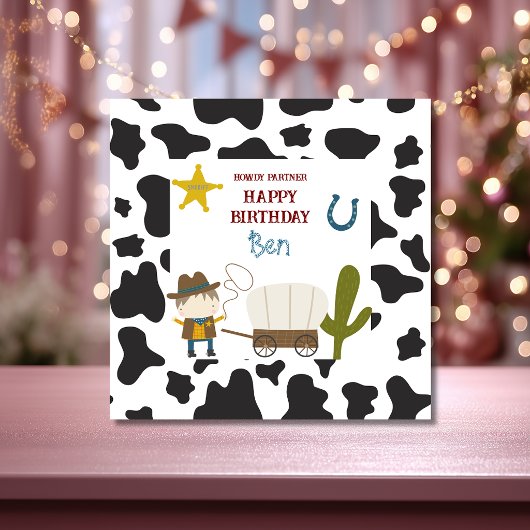 Carte Joyeux anniversaire Cowboy avec impression de Vach