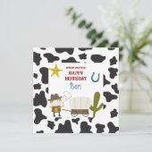Carte Joyeux anniversaire Cowboy avec impression de Vach (Debout devant)