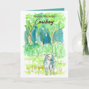 Carte Joyeux Anniversaire Cowboy Bull Ranch Pâturages Ar