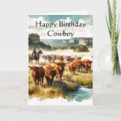 Carte Joyeux Anniversaire Cowboy salutation  (Devant)