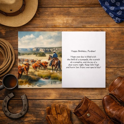 Carte Joyeux Anniversaire Cowboy salutation 