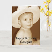Carte Joyeux anniversaire, Cowgirl ! (Fleur jaune)