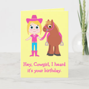 Carte Joyeux Anniversaire, Cowgirl pour petite-fille