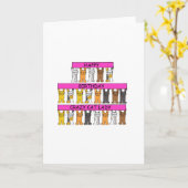 Carte Joyeux Anniversaire Crazy Cat Lady, Cartoon Cats. (Fleur jaune)