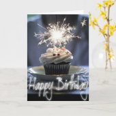 Carte Joyeux anniversaire - Cupcake (Fleur jaune)