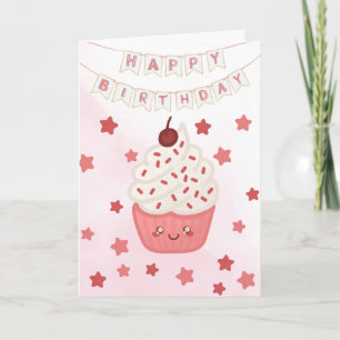 Carte Joyeux Anniversaire Cupcake & Étoiles Joyeux Anniv