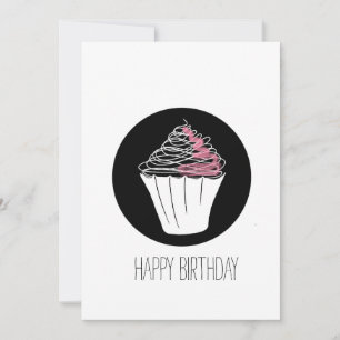 Carte Joyeux Anniversaire Cupcake Minimaliste Doodle